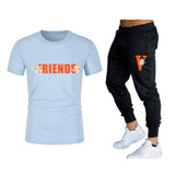 Vlone T Shirts & Pants 2 Piece Set Men'S Summer T-Shirt Short Sleeve Sports And Leisure