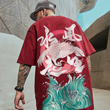 Men T-shirt Panda Printing Loose Half Sleeve