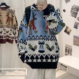Men's Sweatshirt Autumn and Winter Men's Loose Multicolor round Neck Knitted