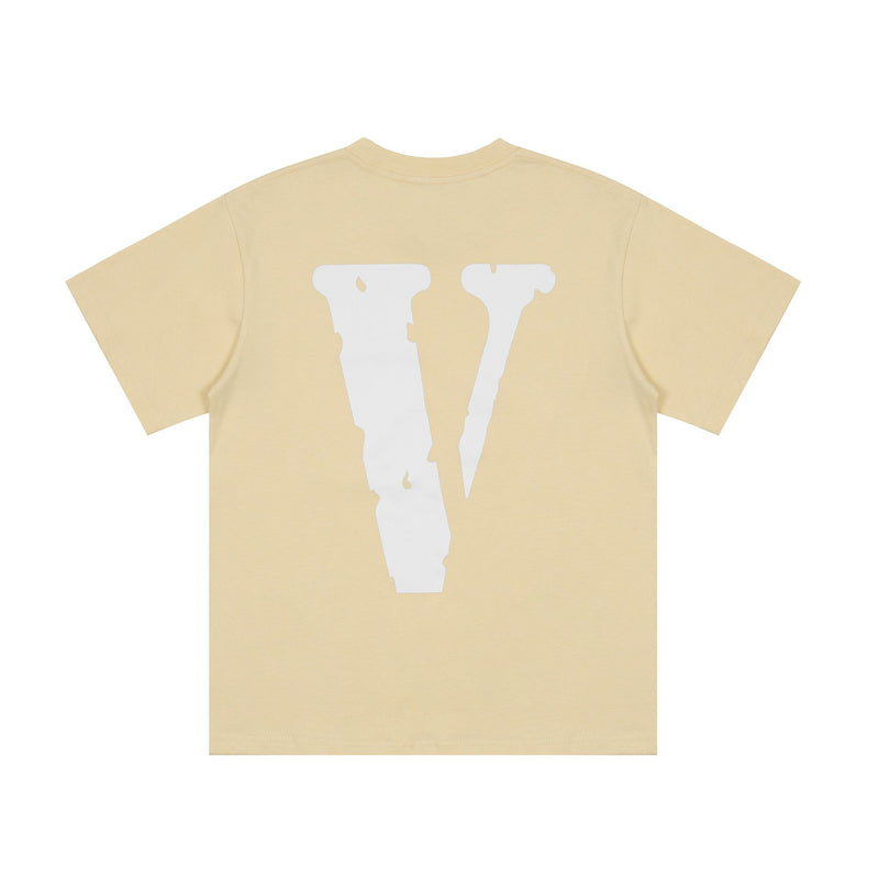 Vlone Men'S Large Vneck Print Casual Shortsleeved Tshirt Tee