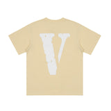 Vlone Men'S Large Vneck Print Casual Shortsleeved Tshirt Tee