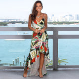 Nine Britton Dress Sexy Slim Lotus Leaf Floral Print Sling