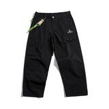 Man Fall Straight-Leg Trousers Loose Casual with Big Pockets Elastic Overalls