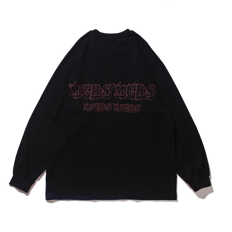 Man Fall Outfits Loose round Neck Letter Long Sleeve National Fashion Brand Heart Printing Couple Sweater Top Men