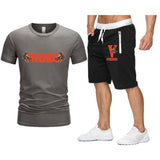 Vlone T Shirts & Shorts 2 Piece Set Large V Printed Short Sleeve Loose Short Sleeve T-Shirt Shorts
