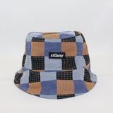 Vintage Check Bucket Hat Short Brim Sun-Proof Basin Hat