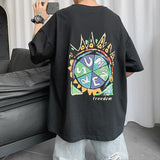 Men T-Shirts Printed Loose Half Sleeve Top