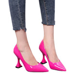 Hot Pink Heels Rose Red High Heels Stiletto Heel Wine Glass Heel Pointed Women's Shoes Patent Leather Shoes