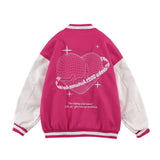 Valentine's Day Jacket Love Embroidered Baseball Uniform Coat for Men and Women
