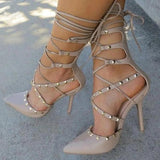 Nude Strappy Heels Super High Heel Stiletto Sandals