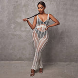 Coachella Music Festival Outfits Backless Beach Jumpsuit Trousers