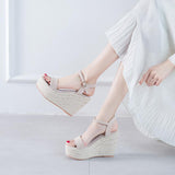 Platform Heels for Women Summer 2-Word Buckled Chunky Heel Platform Shoes