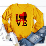 Valentine's Day T Shirt Women's Solid Color Long Sleeve Love Printed Casual Style Top