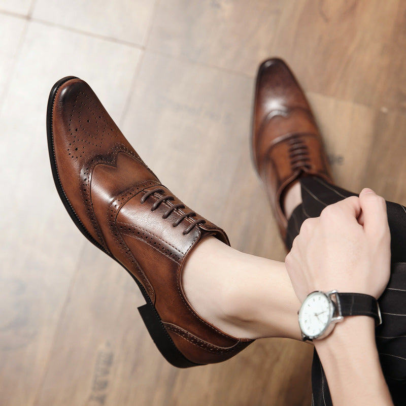 Men's Dress Shoes Classic Leather Oxfords Casual Cushioned Loafer Shoes Men's Shoes Retro Business