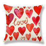 Valentine's Day Pillow Covers 4 Piece Random Styles Together, Red Peach Heart Couple Linen Cushion Love Tree Lumbar Cushion Cover
