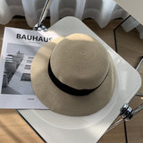Women Bucket Hat Thin Papyrus Big Brim Sun-Proof Straw Hat