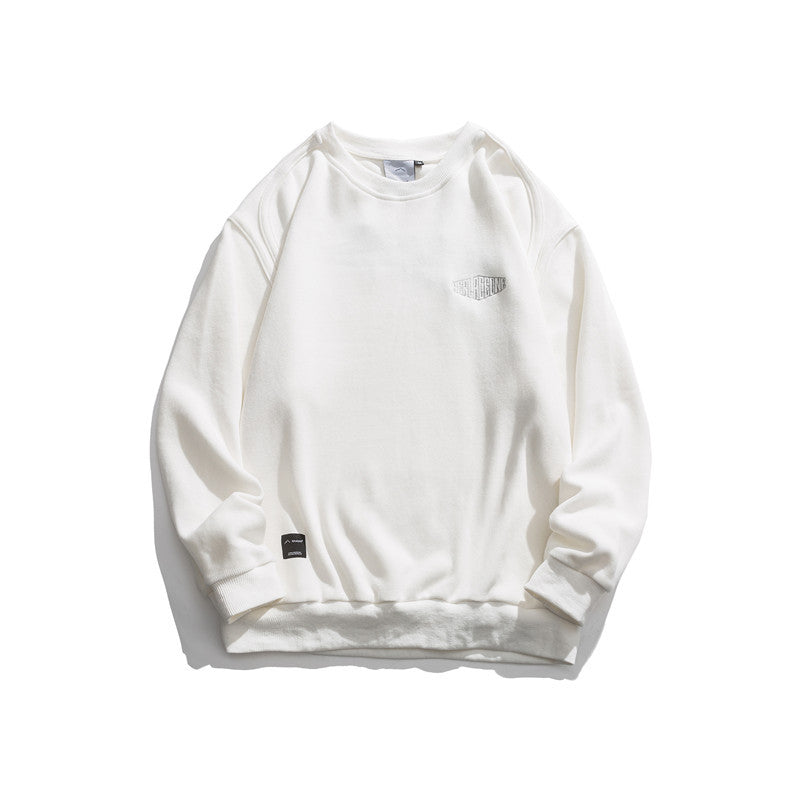 Man Fall Outfis Casual Simple Letter Embroidered Crew Neck Sweater Loose Bottoming Top
