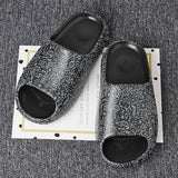 Mens Slide Summer Slippers Men'S Shoes Sesame Street Graffiti Casual Slippers