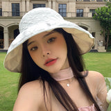Women Bucket Hat Big Brim Fisherman Sun-Proof