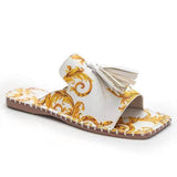 Women Open Toe Sandals Flats Spring and Summer Tassel Women's Sandals Flat Heel Fashion Open Toe Slippers
