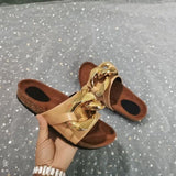 Women Open Toe Sands Flats Summer Flat Large Size Metal Large Connecting Shackle