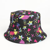 Bucket Hat Fishing Cap Cotton Print Fisherman Hat Cartoon Bucket Hat Female Printing Leaves Sunshade Sun Protection Hat