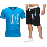 Vlone T Shirts & Shorts 2 Piece Set Letter Printing Summer Menswear Casual