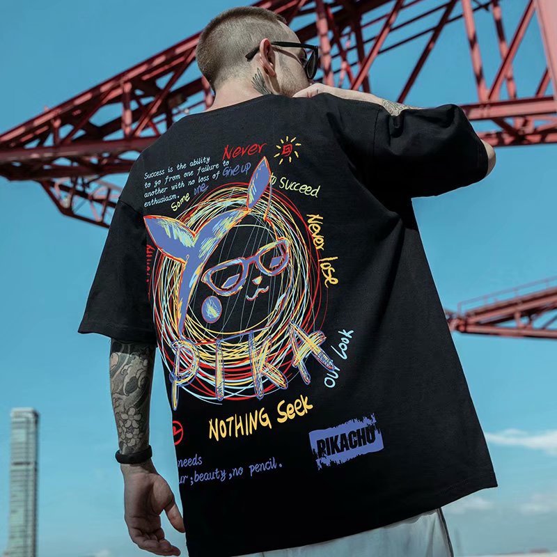 Men T-Shirts Half Sleeve Cartoon Loose