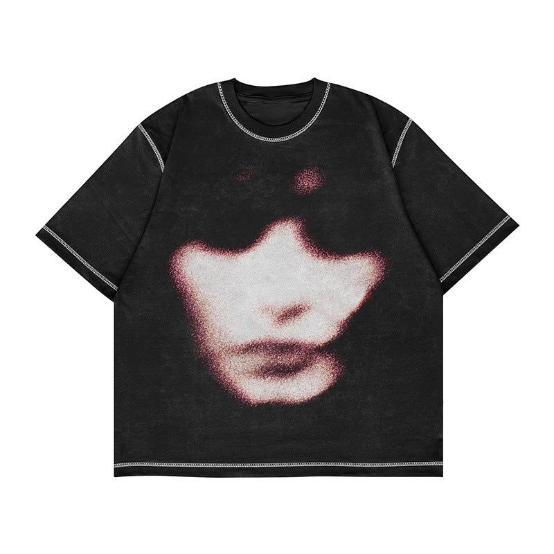 Vintage Y2g Shirts Spring/Summer round Neck Short Sleeve