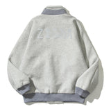 Cardigan Baseball Jacket Fog Multi-Line Joint Name Glue-Pressing Reflective Letter Zipper Woolen Jacket Coat