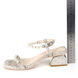 Nude Block Heels Summer High Heel Mid Heel Chunky Heel Sandals