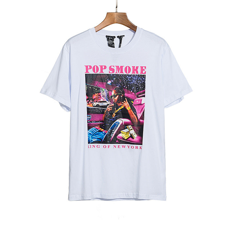 Vlone T Shirt Spring And Summer Spray Flower Portrait Short Sleeve