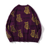 Men Sweater Cartoon Bear Full Printed Sweater Men's Sweater Pullover