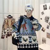 Men's Sweatshirt Autumn and Winter Men's Loose Multicolor round Neck Knitted
