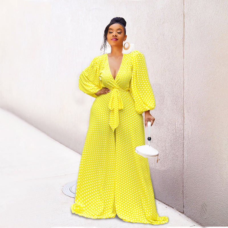 Kendall Jenner Wedding Guest Dress Printed Loose Wide Leg Jumpsuit