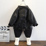 Toddler Boys Jackets Boy's Leather Jacket Coat Casual Spring and Autumn