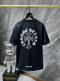 CHH Chrome Hearts T Shirts Letter Collar Letter Large Long Cross Short Sleeve T-shirt