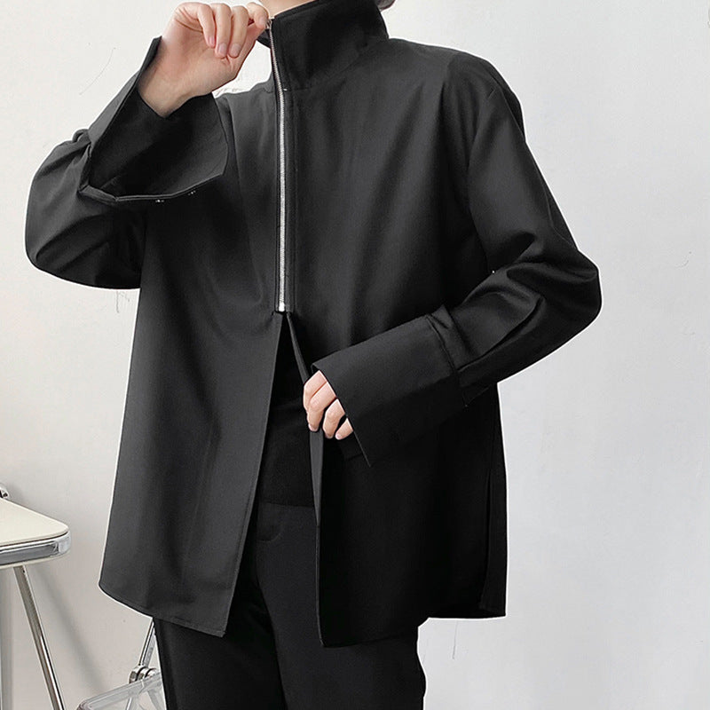 Men Shirts Zipper Turtleneck