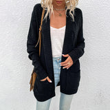 Women's Cardigan Knit Sweater Women's Mid-Length Cardigan for Autumn and Winter
