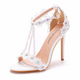 Nude Heels for Wedding Sandals Buckle Strap Shoes High Heel Sandals