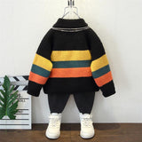 Toddler Boys Sweater Spring and Autumn Colorful Striped Sweater Sweater