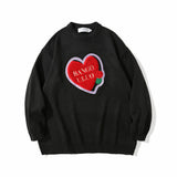 Men Sweater Towel Embroidery Love Sweater Men Street Tide Brand Loose Round Neck Sweater