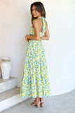 Gypsy Girl Outfits Printed Dress Casual Halter Suit