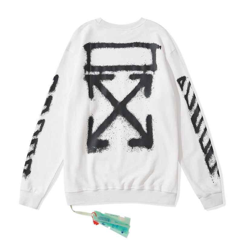 Off White Sweatshirts Arrow Print Casual Men And Women Loose Sweater