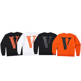Vlone Sweatshirt Round Neck Terry Sweater Men'S And Women'S Loose Long Sleeve