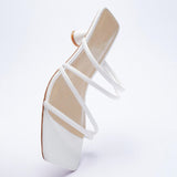 White Strappy Heels Summer Limited Thin Strap Sandals Wine Cup Heel Outdoor Slippers
