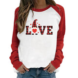 Valentine's Day T Shirt Valentine's Day Long Sleeve Women's Long Sleeve Printed Raglan