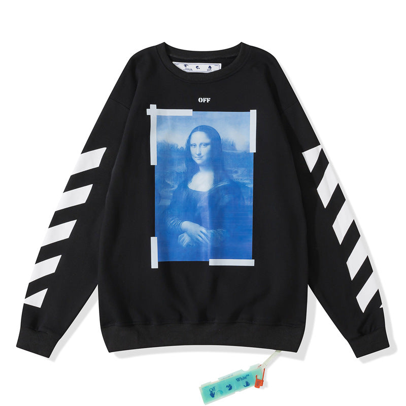 Off White Sweatshirts Printed Loose Sweatshirt Round Neck Bottoming Shirt