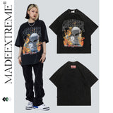 Y2g Shirts for Boys Street Retro Washed Printed Short Sleeve Men