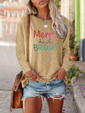 Merry and Bright Sweatshirts Merry and Bright Letter Printed Long Sleeve